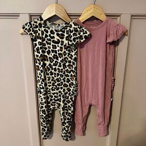 Posh Peanut Leopard and Pink Baby Rompers